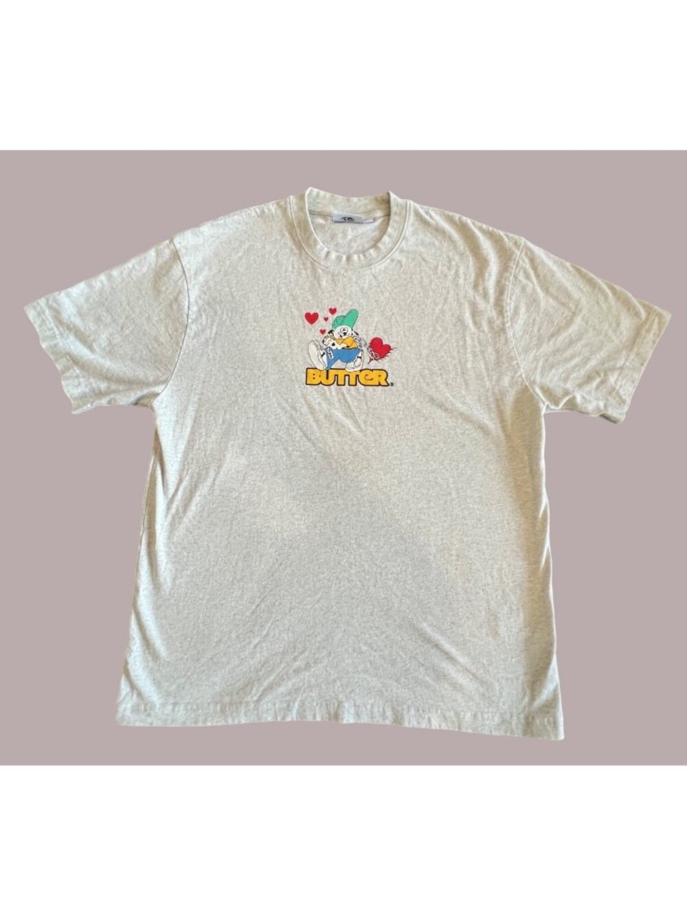 Butter Goods Mens Graphic Tee Large Beige 100% Cotton Short Sleeve Crewneck
